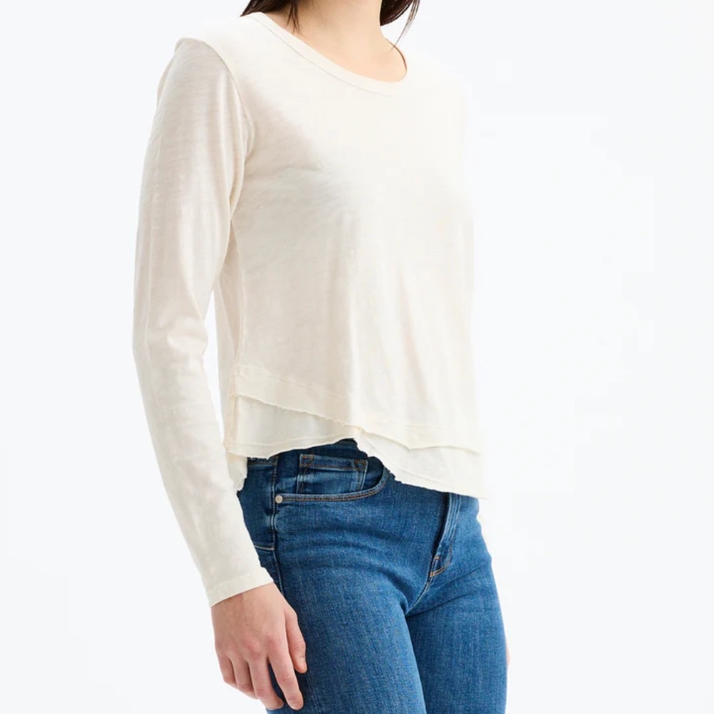 Ella Moss Ivory Layered Mesh Long Sleeve Top